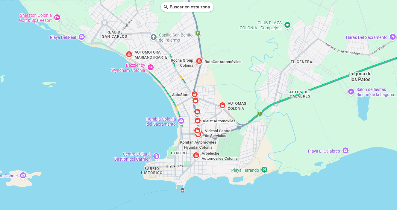 Automotoras de Colonia en Google Maps